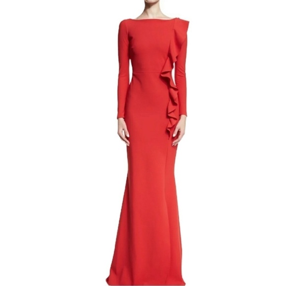Chiara Boni La Petite Robe Dilia Ruffle Evening Gown in Red 4 - Picture 1 of 13